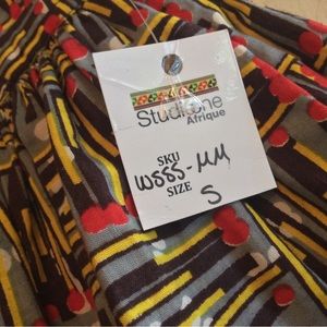 NWT African Print Womens Pleated Skirt With Pockets & Attached Crinoline Small